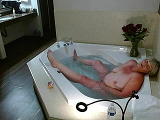 Mature woman in hotel jacuzzi gives jerk off instructions with dirty talk and cum