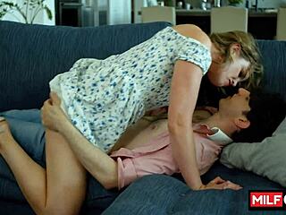 Horny mom Charlie Forde sucks Nick Strokes' huge dick and craves it intensely.