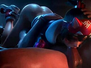 Kiriko deepthroats cock, Freja gets anal