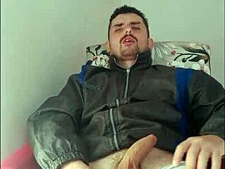 Saymon fucking his sweet dick in the tasty one and showing off in strip