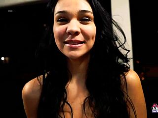 cute brunette sabrina masturbates and blows a juicy cock to get jizzed in pov scenes