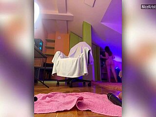 In a cozy home setting, the big-ass brunette named nicekristina indulges in self-pleasure with stockings on, then eagerly sucks a hard cock for intense satisfaction.