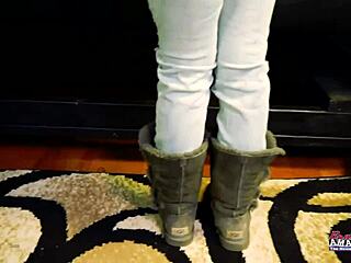 cute brunette sabrina masturbates and blows a juicy cock to get jizzed in pov scenes