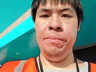 Asian Solo Amateur Walks About During Work Publicly