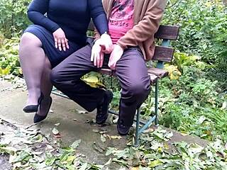 Our dirty hobby? Cumming on the street with huge tits and nylon!