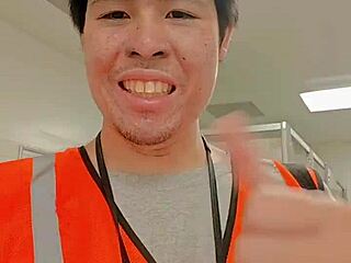 Asian Solo Amateur Walks About During Work Publicly