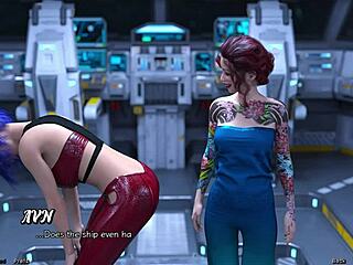 stranded in space, she misses a wild threesome with huge cocks