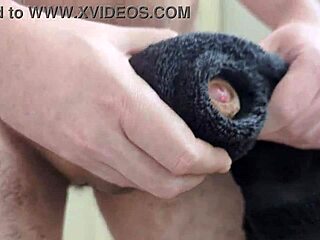 does this towel feel so real? massive cumshot in bathroom solo session