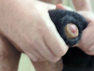 does this towel feel so real? massive cumshot in bathroom solo session