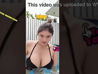 Ana Jalandoni posing in a bikini downblouse style