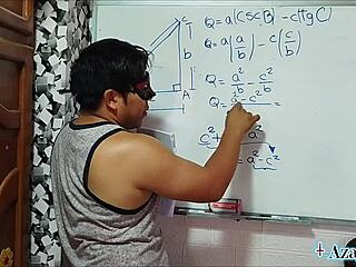 The Japanese teacher guides her nerdy student through a bedroom lesson on sexual tangents and cotangents.