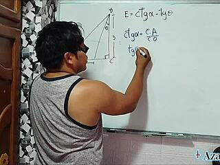 The Japanese teacher guides her nerdy student through a bedroom lesson on sexual tangents and cotangents.