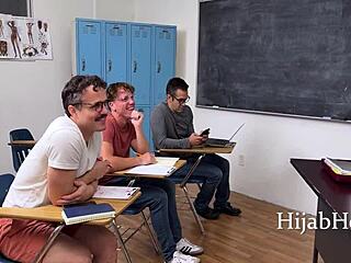 hijab milf teacher gets thrust in classroom