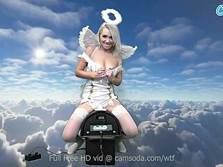 Ava Sinclaire, with her heavenly body, casually rides the Sybian machine.