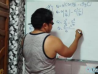 The Japanese teacher guides her nerdy student through a bedroom lesson on sexual tangents and cotangents.