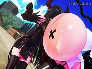 girl gets inflated like a balloon