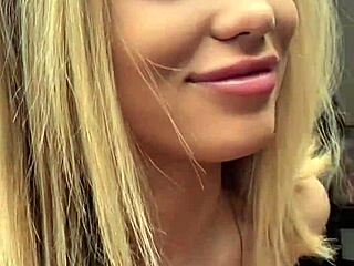 Petite blonde screams in rough doggy