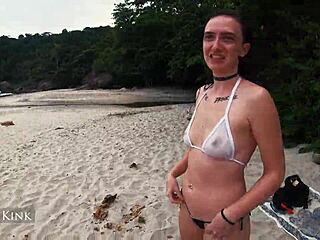 Alice Kink Removing Her Micro Bikini at Public Beach