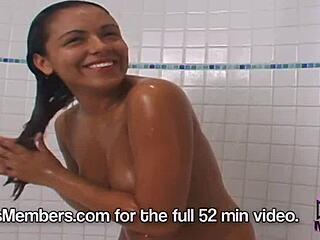 Cute Latina gets wet and rams dildo up her ass