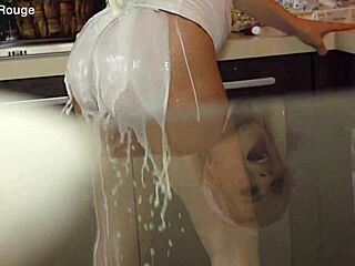 housewife experiencing madness in kitchen setting