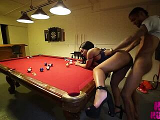 Petite black teen fucked on pool table