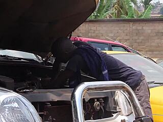 the mechanic makes me squirt his cock deep in my ass while troubleshooting my vehicle at the garage with his long cock