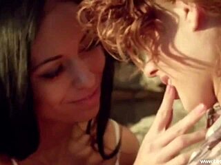 Martina helps blonde nikol become a lesbian with kissing and dildo play