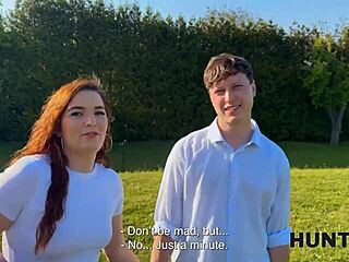 i watch my girlfriend cheat with an old man by the pond, her big tits bouncing as he fucks her pussy.