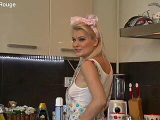 housewife experiencing madness in kitchen setting