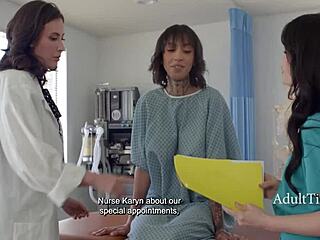 in the doctor's office, things escalate to an anal gangbang