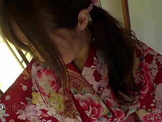 Naughty Asian Hitomi Oki teases with blowjob then fucks passionately