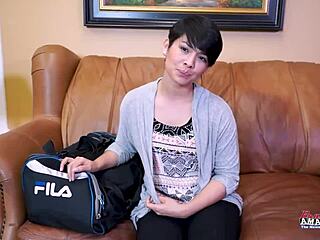 Skinny brunette hottie Jae Scott rides a cock in deep positions 😍