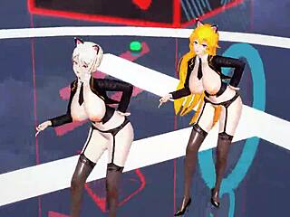 killer lady in black transparent lingerie from food wars