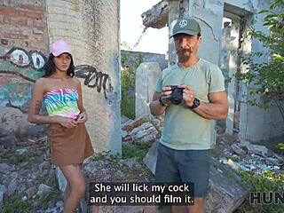 Hunt4k brunette picks up stranger for passionate outdoor meeting