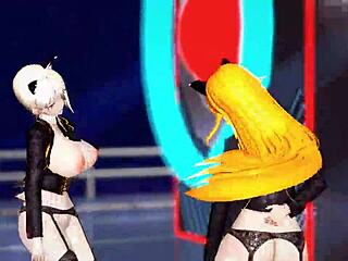 killer lady in black transparent lingerie from food wars