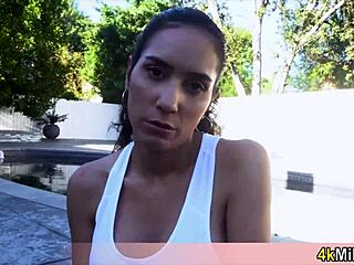 Sporty Golddigger Stepmom Enjoys First Taboo Fuck Outdoors