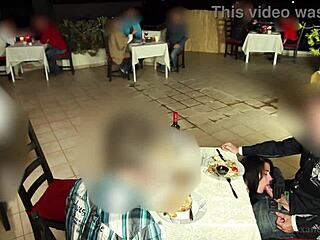 Public Scene In The Restaurant In Front Of Guests