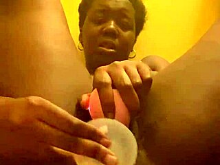 Amateur Ebony Solo Uses Sex Toys in Wet Pussy Masturbation