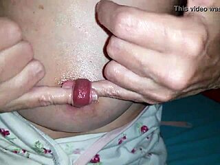 nippleringlover milf stretches pierced nipples with extreme fingering