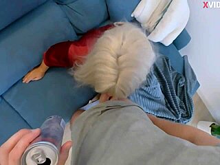 Caught stepmom masturbating with vibrator. She sucked dick, we fucked pussy and ass, I came inside.