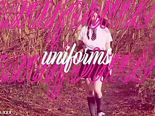 These two british teens in uniform race to cum first!