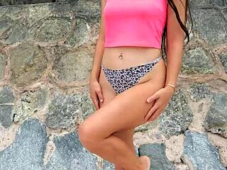 i spot this cute brunette flashing her bikini on the beach and just chill dancing publicly