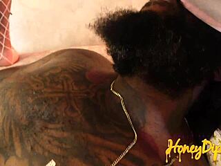 ebony dr honey's oiled face sitting bdsm domination ass worship fishnets small tits