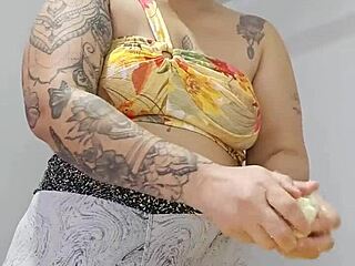 shoving shorts deep into her wet slit flashing that split-open exhibitionist pussy crack