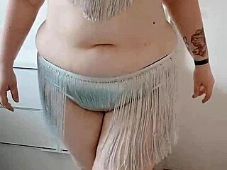 curvy bbw belly dancer teases with her jiggling fat ass and thick curves