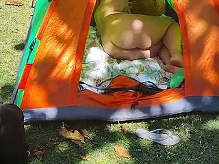 that redhead gets naughty solo on pinho beach