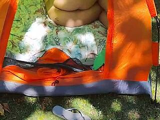 that redhead gets naughty solo on pinho beach