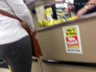 two moms shopping around candid hidden cam