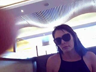 my girlfriend lost the bet, masturbated in restaurant then stripped naked on street 😏🍑