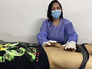 😍 my patient's cock got so hard i couldn't resist sucking it sloppy!